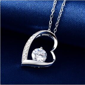 925 Sterling Silver Necklace Eternal Heart AAA Zircon Pendant Silver Chain Woman Charm Jewelry Gift
