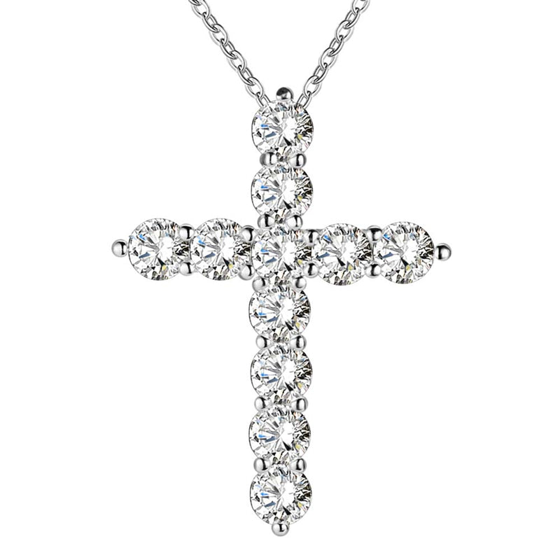 925 Sterling Silver Necklace Jewelry Fine Women wedding Fashion Cross CZ crystal Zircon Pendant Necklace Christmas Gift