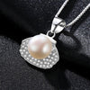 925 Sterling Silver Necklace Micro-Inlaid AAA Zircon 8-8.5mm Natural Pearl Delicate Pendant Necklace For Women Jewelry