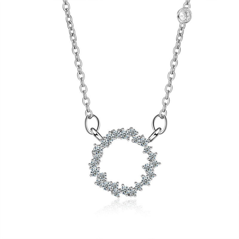 925 Sterling Silver Necklace Ocean Circle Cloze Circle Necklaces & Pendants For Women Fine Jewelry Collares VNS8029