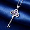 925 Sterling Silver Necklace Unique Key Pendant Necklace Charm Jewelry Ladies Long Chain 4 Colors