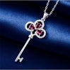 925 Sterling Silver Necklace Unique Key Pendant Necklace Charm Jewelry Ladies Long Chain 4 Colors