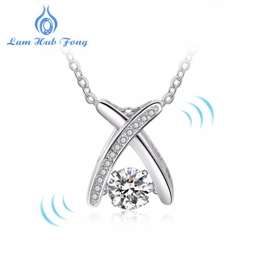 925 Sterling Silver Necklace Woman Zircon Fine Jewelry Dance Stone X Shape Pendant Necklaces For Wedding Engagement Wholesale
