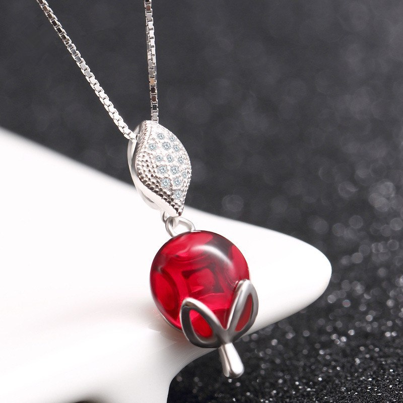 925 Sterling Silver Necklaces Austrian Crystal AAA Zircon Pendant Silver Necklace Ladies Charm Jewelry
