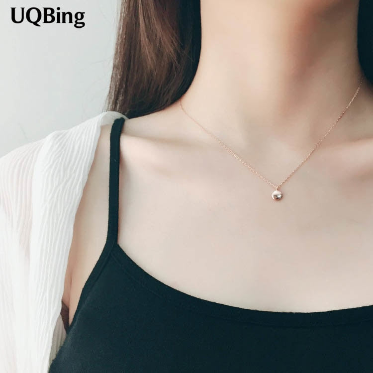 925 Sterling Silver Necklaces Rose Gold Beans Lucky Pendant Necklace Jewelry Collar Colar de Plata