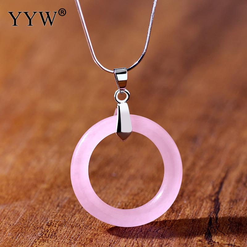 925 Sterling Silver New Natural Stone Pendant For Women Round Shape Necklace Stone Crystal Choker Necklaces Gem Stone Vintage
