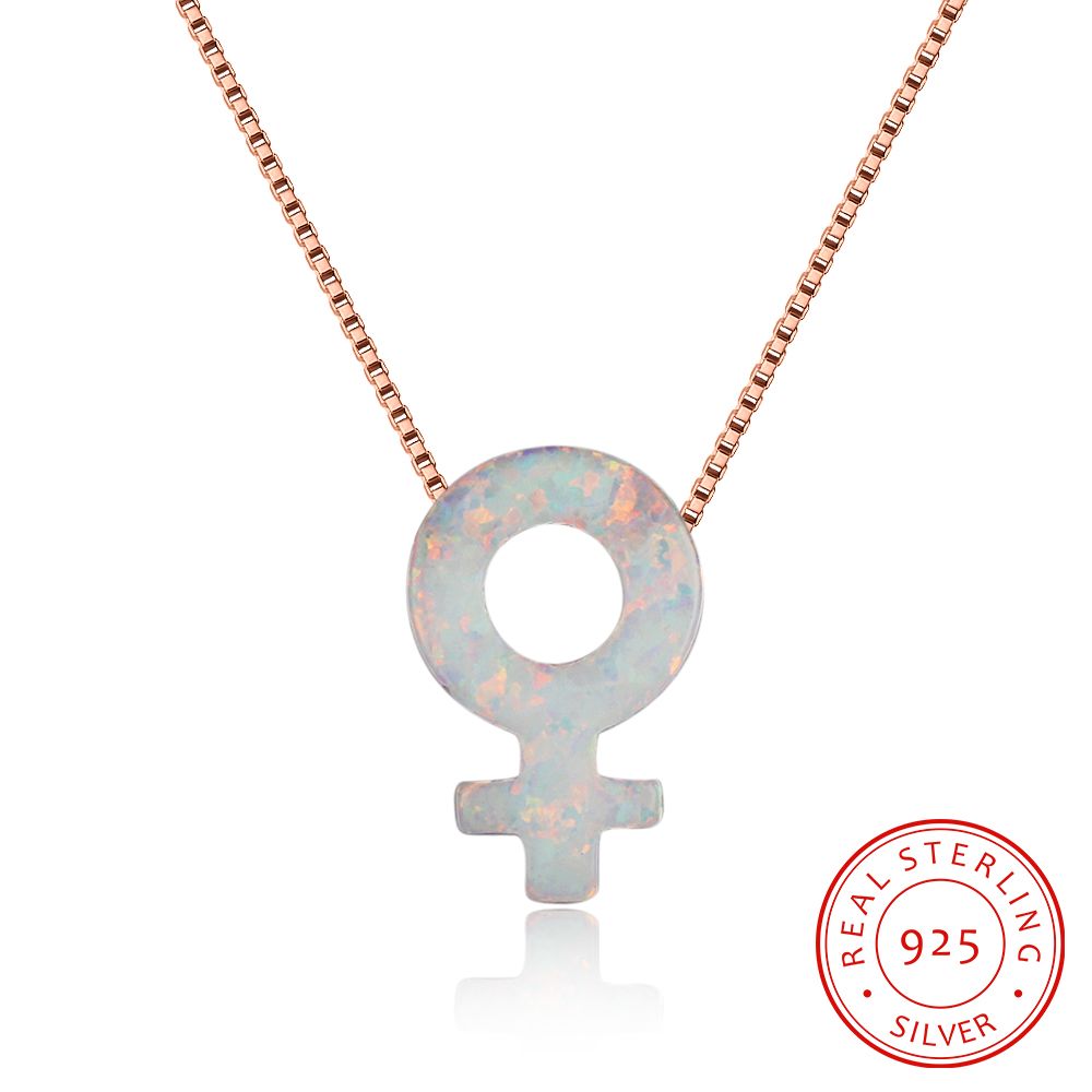 925 Sterling Silver Opal Jewelry Female Symb Pink/White Fire Opal Necklace Women Chain Necklaces Gifts for Girls(Lam Hub Fong)
