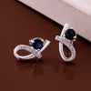 925 Sterling Silver Original pretty blue zircon crystal earrings for women  party wedding Accessories Jewelry gift