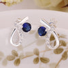 925 Sterling Silver Original pretty blue zircon crystal earrings for women  party wedding Accessories Jewelry gift