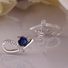 925 Sterling Silver Original pretty blue zircon crystal earrings for women  party wedding Accessories Jewelry gift