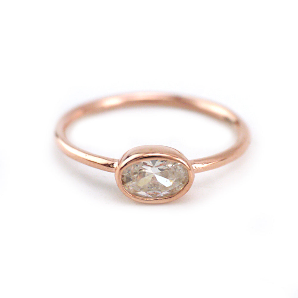 925 Sterling Silver Oval CZ Zirconia Rose Gold Tone Dainty Ring Jewelry A3019