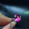 925 Sterling Silver Oval Topaz Ring for Anniversary Red Natural Gemstone 6*8 mm