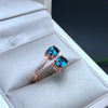 925 Sterling Silver Oval Topaz Ring for Wedding Blue Natural Gemstone 5*7 mm