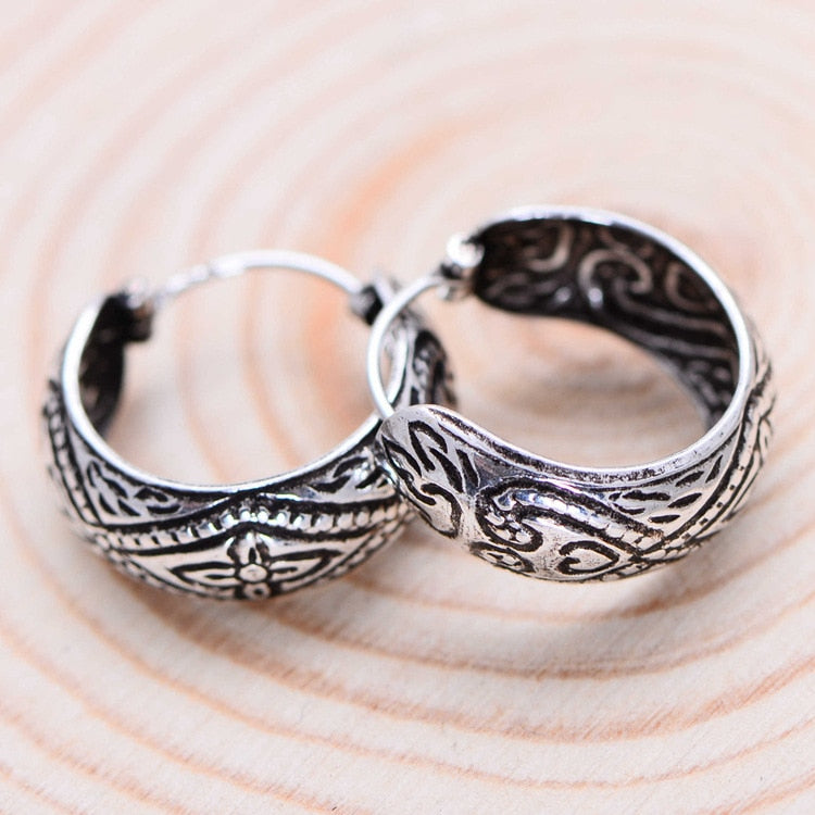 925 Sterling Silver Pattern Clip Earring Women Vintage Thai Silver Gift Brincos Aretes Jewelry CH057584