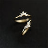 925 Sterling Silver Pavé Crystal Plating 14k Gold Simple Crown Ring Women Fashion Temperament Wedding Jewelry Accessories
