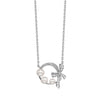 925 Sterling Silver Pendant Necklace Pearl with Bowknot Rose Gold Chains For Women HN035
