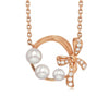 925 Sterling Silver Pendant Necklace Pearl with Bowknot Rose Gold Chains For Women HN035