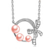 925 Sterling Silver Pendant Necklace Pearl with Bowknot Rose Gold Chains For Women HN035