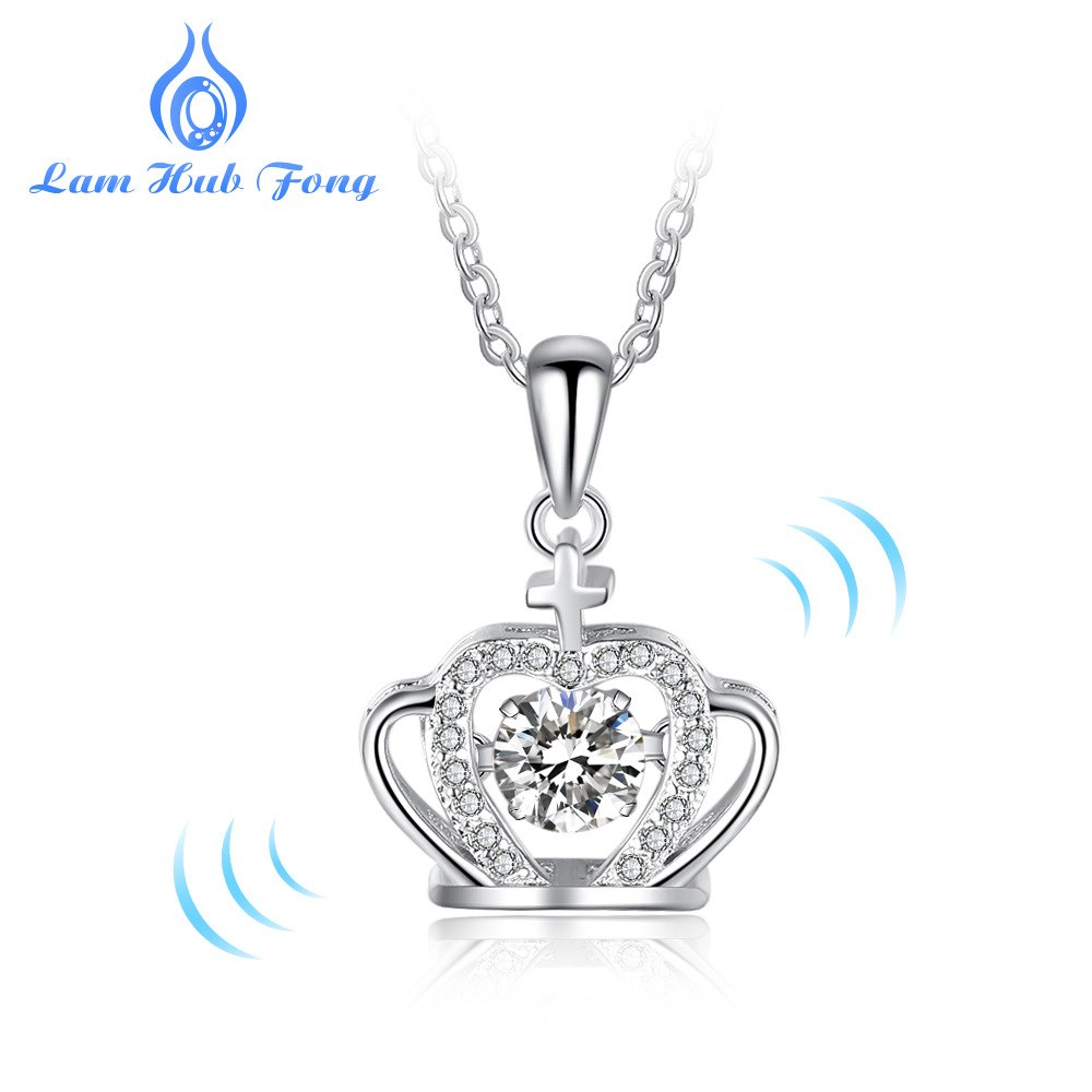 925 Sterling Silver Pendant Necklace Woman Zircon Fine Jewelry Dance Stone Crown Shape Necklace Wedding Engagement Wholesale