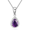 925 Sterling Silver Pendant With Chain Natural Citrine Sapphire Amethyst Water Drop Pendant Necklaces For Women Fine Jewelry