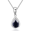 925 Sterling Silver Pendant With Chain Natural Citrine Sapphire Amethyst Water Drop Pendant Necklaces For Women Fine Jewelry