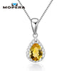 925 Sterling Silver Pendant With Chain Natural Citrine Sapphire Amethyst Water Drop Pendant Necklaces For Women Fine Jewelry