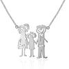 925 Sterling Silver Personalized Pendant Necklace Handwritten Picture DIY Fine Jewelry Family Kids Gift (NE101672)