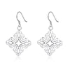 925 Sterling Silver Pretty Carved Square Earrings for Women  Party wedding noble Jewelry fine Christmas Gifts