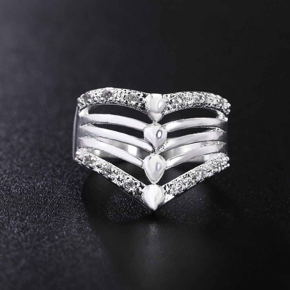 925 Sterling Silver Pretty crystal Wide geometry Ring For Women Party  Charms wedding Jewelry Christmas Gifts