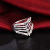 925 Sterling Silver Pretty crystal Wide geometry Ring For Women Party  Charms wedding Jewelry Christmas Gifts