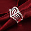 925 Sterling Silver Pretty crystal Wide geometry Ring For Women Party  Charms wedding Jewelry Christmas Gifts