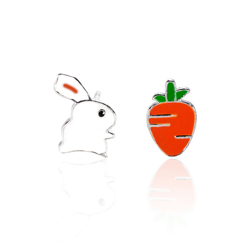 925 Sterling Silver Rabbits And Carrot Stud Earrings Party Fine Jewelry For girls 2020 New Cute Birthd Gift Girlfriend carr