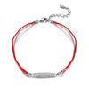 925 Sterling Silver Red Rope String Bracelet For Lucky Girls Womens Crystal Bar Double Layer Line Red Thread Jewelry W4 BA032