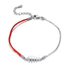 925 Sterling Silver Red Thread Rope Strings Bracelets Cute Animal Fishbone Design Hand Chain Link Bracelet For Women W4 BA031