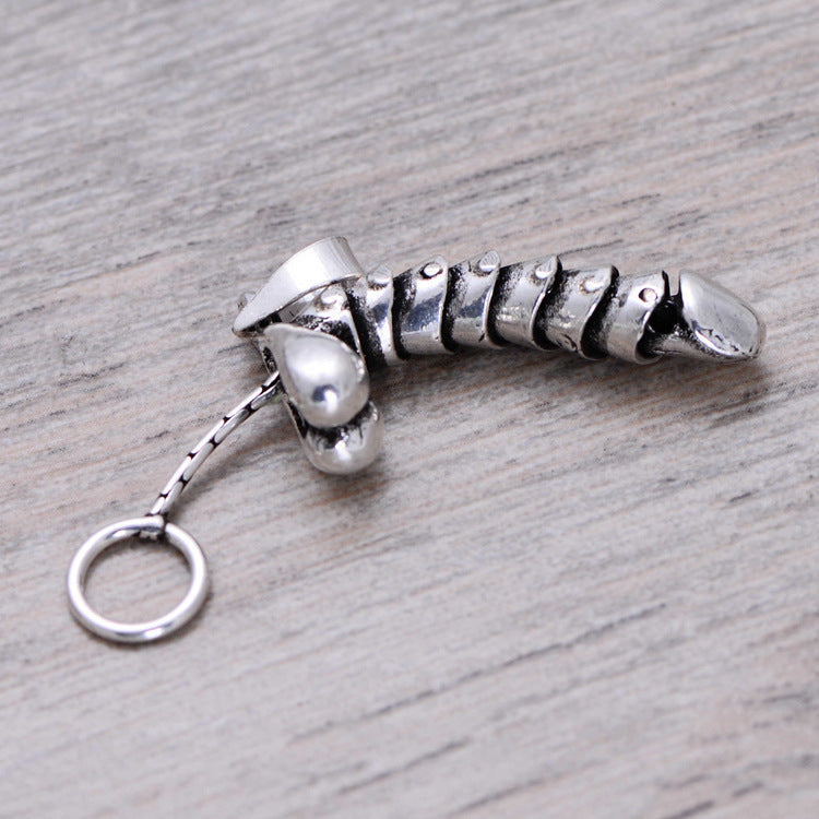 925 Sterling Silver Retro Activityable Fun Men Dildos Necklace Pendant Thai Silver Fine Jewelry Gift CH023639
