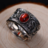 925 Sterling Silver Retro Dual China Dragon with Agate Ring Men Thai Silver Fine Jewelry Gift Wide Finger Ring CH052509