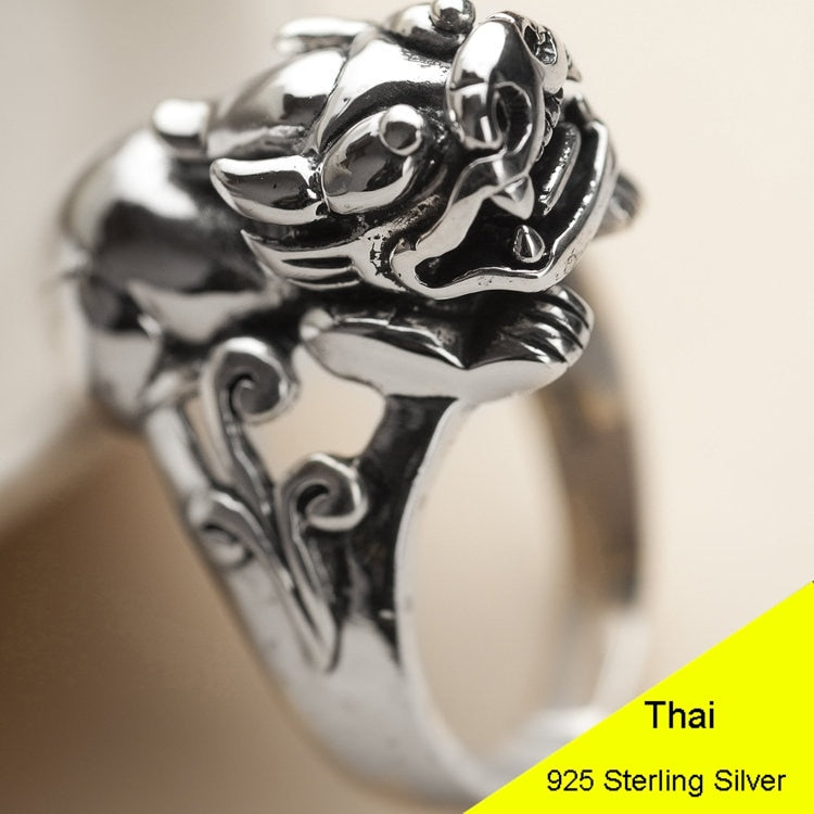 925 Sterling Silver Retro Lucky Brave Men Male Animal Ring Thai Silver Fine Jewelry Gift Finger Ring CH029660