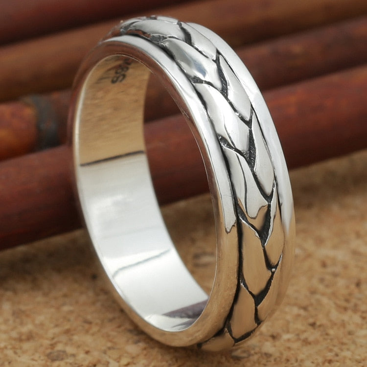 925 Sterling Silver Retro Lucky Ring Men Women Thai Silver Lover Couple Gift Turnable Finger Ring ZY18-04-02