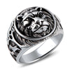 925 Sterling Silver Retro Men Male Animal Lion Head Ring Thai Silver Fine Jewelry Gift Finger Ring CH042203