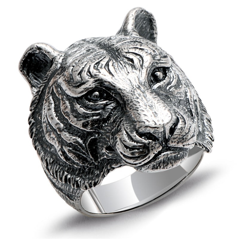925 Sterling Silver Retro Men Male Creative Tiger Ring Thai Silver Fine Jewelry Gift Finger Ring CH052020