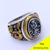 925 Sterling Silver Retro Men Male Lotus Dragon Ring Thai Silver Fine Jewelry Gift Avalokitesvara Finger Ring CH047664