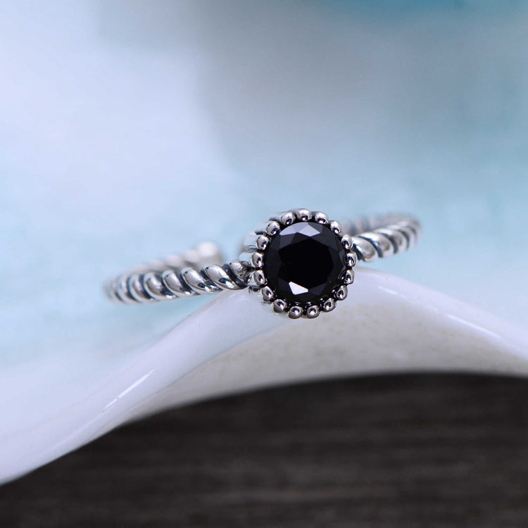 925 Sterling Silver Retro Open Ring Men Thai Silver Fine Jewelry Gift Man-Made Black Agate& Red Zircon Finger Ring CH055706