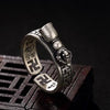 925 Sterling Silver Retro Ring Buddhism Swastika Thai Silver Ring Fine Silver Jewelry