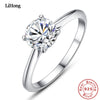 925 Sterling Silver Ring Classic Wedding Ring Jewelry Four Claw 7MM Zircon Ring Female Bridesmaid Gift