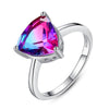 925 Sterling Silver Ring Rainbow Nature Triangle Topaz Ring Women Wedding Multi-Color AAA Silver Color Gemstone Ring Wholesale