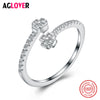 925 Sterling Silver Rings For Women Simple Design Fashion Crystal Jewelry Bridal Sets Wedding Engagement Ring Accessory