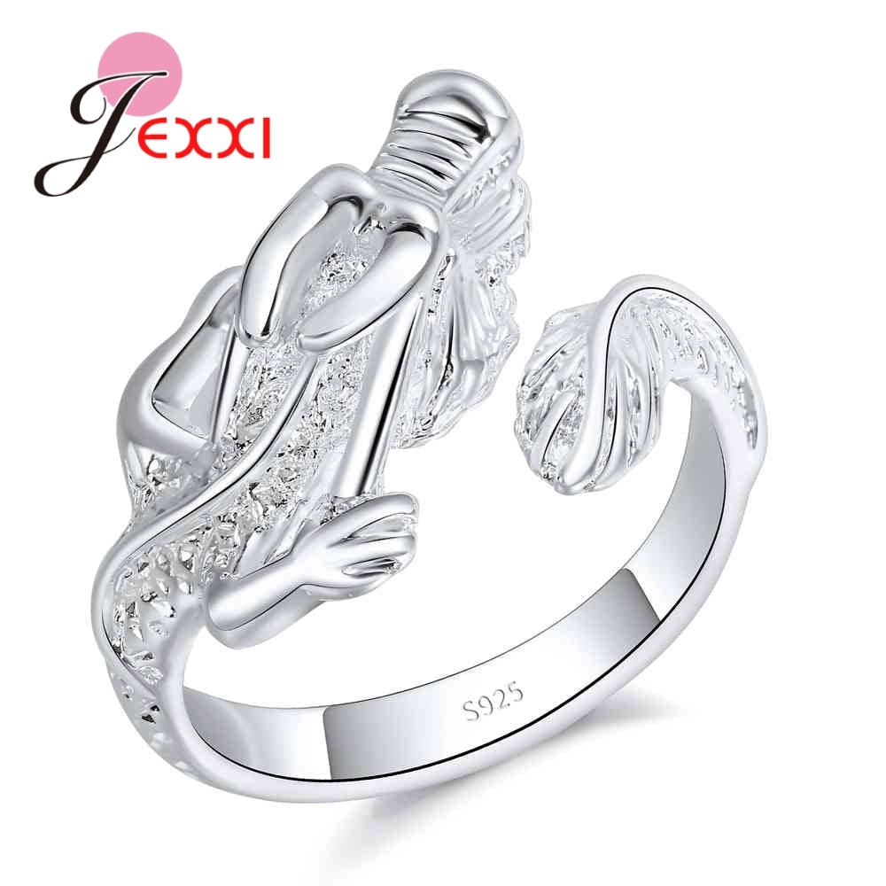 925 Sterling Silver Rings for Women Man Lovers Chinese Style Dragon Adjustable Size Animal Design Fashion Party Accessory