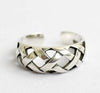 925 Sterling Silver Rome Pattern Textile Convex Adujustable Ring Opening Lady Vintage Fashion Silver Jewelry