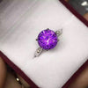 925 Sterling Silver Round Amethyst Ring for Wedding Natural Gemstone 12*12 mm
