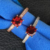 925 Sterling Silver Round Garnet Ring for Anniversary Red Natural Gemstone 6*6 mm